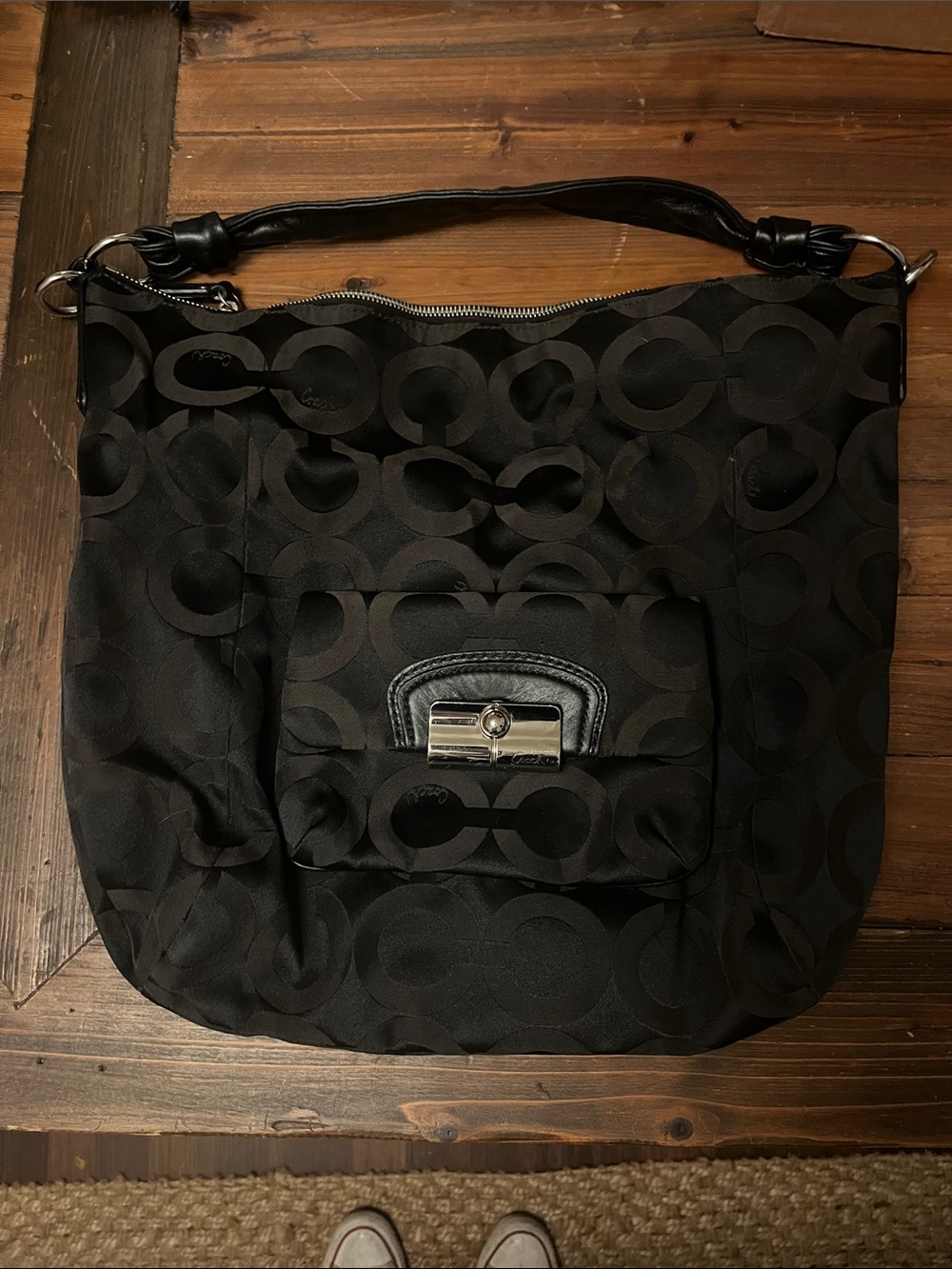 Coach Black Signature Circle Jacquard Shoulder Bag